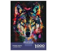 Jigsaw Puzzle 1000 Pieces Colorful Wolf Wall Art Print Adult Jigsaw Puzzle Brain Teaser Game Staycation Kill Time Deal As Gifts for The Whole Family 38x26cm/1000pcs