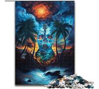 Jigsaw Puzzle 1000 Pieces Colour Guitar Made of Wood, Interactive Family Game, Suitable for Ages 14+ 50x75cm Brain Teaser Game for Teenagers, Perfect