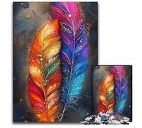 Jigsaw Puzzle 1000 Pieces Coloured Feathers Jigsaw Puzzles for Parents, Lovers, Friends - Age 14+ 26X38CM/10.23x14.96inch