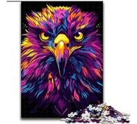 Jigsaw Puzzle 1000 Pieces Colourful Eagle Made of Wood, Idea, Humorous Artwork, Detailed Artwork 50x75cm for Birthday Holiday Christmas