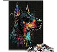 Jigsaw Puzzle 1000 Pieces Colourful German Shepherd Made of Wood, Idea, Humorous Artwork, Detailed Artwork 50x75cm for Birthday Holiday Christmas