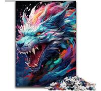 Jigsaw Puzzle 1000 Pieces Colourful Graffiti Flying Dragon Made of Wood, High-Difficulty Brain Teaser for Teenagers 50x75cm An for Christmas Or Birthdays