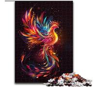Jigsaw Puzzle 1000 Pieces Colourful Phoenix Made of Wood, Unique DIY Home Decor Gift Idea 50x75cm for Teenager & Families, Perfect DIY Decor & Brain-Teasing Challenge