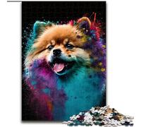 Jigsaw Puzzle 1000 Pieces Colourful Pomeranian Made of Wood, High-Difficulty Brain Teaser for Teenagers 50x75cm An for Christmas Or Birthdays