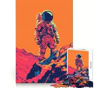 Jigsaw Puzzle 1000 Pieces Cool Minimalist Astronaut on Mars Tight Fit Play Creative Brain Game Chill Play Time Xmas Scene Art (38x52cm)