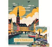 Jigsaw Puzzle 1000 Pieces Copenhagen Sharp Cut Art Thinking Skill Game Chill Time Play Birthday Art Play (38x26cm)