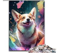 Jigsaw Puzzle 1000 Pieces Corgi Dog Made of Wood, Unique DIY Home Decor Gift Idea 50x75cm for Teenager & Families, Perfect DIY Decor & Brain-Teasing Challenge
