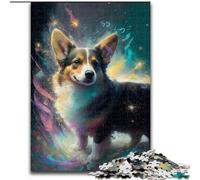 Jigsaw Puzzle 1000 Pieces Corgi Dog Painting Made of Wood, Idea, Humorous Artwork, Detailed Artwork 50x75cm for Birthday Holiday Christmas