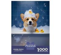Jigsaw Puzzle 1000 Pieces Corgi in Bubble Bath with Ducks Puzzles for Adults Toy Wall Decor Hand Speed Race Deal As Gifts for The Whole Family 38x26cm/1000pcs