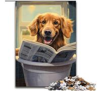 Jigsaw Puzzle 1000 Pieces Corgi Reading Newspaper Wooden Jigsaw size 50x75cm Challenging Brain Teaser for Teenagers, Family Fun Interactive Game