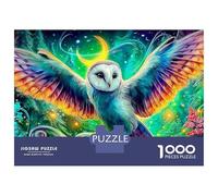 Jigsaw Puzzle 1000 Pieces Cosmic Owl Under Crescent Moon Jigsaw 38x26cm/1000pcs Toy for Adults And Kids Challenging Creative Educational Games DIY Cardboard