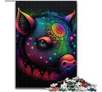 Jigsaw Puzzle 1000 Pieces Cosmic Pig Made of Wood, Perfect Christmas & New Year Gift, 50x75cm DIY Art Decor
