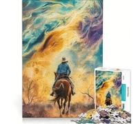 Jigsaw Puzzle 1000 Pieces Cowboy Riding Into The Unknown, Practical Game, Difficult Hard, Unique Gifts for Birthday And Christmas 38x52cm