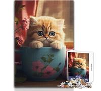 Jigsaw Puzzle 1000 Pieces Cozy Cat Sips Toys Educational Games Analysis And Logic Secret Santa Gifts Size 38x26cm