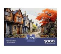 Jigsaw Puzzle 1000 Pieces Cozy Medieval Village Scene -1 Adult Jigsaw Puzzle Brain Teaser Game Staycation Kill Time Deal As Gifts for The Whole Family 52x38cm/1000pcs