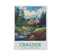 Jigsaw Puzzle 1000 Pieces，Cragside Northumberland vintage travel poster, tree，Adult Puzzle Kids Puzzle paper Puzzle Toy DIY Kit Home Decor（38x26cm）-AX83
