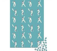 Jigsaw Puzzle 1000 Pieces Cricket Player Action-Stylized Sport Illustration Puzzles 38x26cm/1000pcs Gift For Kids Stress Reliever Educational Games DIY Cardboard