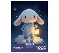 Jigsaw Puzzle 1000 Pieces Cute Bunny on Cloud with Lantern Puzzles for Adults Toy Wall Decor Hand Speed Race Deal As Gifts for The Whole Family 52x38cm/1000pcs