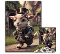 Jigsaw Puzzle 1000 Pieces Cute Chibi Steampunk Goat Challenging Puzzles Interactive Family Game DIY Home Decor Brain Challenge Gift 1000 PCS(75x50cm)