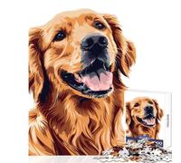 Jigsaw Puzzle 1000 Pieces Cute Golden Retriever Dog Toy Wall Decor Gift For Birthdays for Educational Game Train Your Brain And Hands Size 38x52cm
