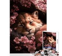 Jigsaw Puzzle 1000 Pieces Cute Lion Cub Sleeping Jigsaw for Teenagers Hand Speed Race for Birthday, Chrismas Unique Birthday And Gifts (38x52cm)