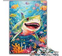 Jigsaw Puzzle 1000 Pieces Cute Shark cardboard Jigsaw Puzzles for Adults 26x38cm for Birthdays And Holidays