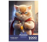 Jigsaw Puzzle 1000 Pieces Cute Superhero Kitten Cat Jigsaws for Adults Brain Teaser Game Improve Memory Deal As Gifts for The Whole Family 38x26cm/1000pcs