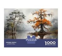 Jigsaw Puzzle 1000 Pieces Cypress Trees Swamp Landscape Adult Jigsaw Puzzle Brain Teaser Game Staycation Kill Time Deal As Gifts for The Whole Family 38x26cm/1000pcs