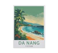 Jigsaw Puzzle 1000 Pieces，Da Nang Vietnam Vintage Travel Poster，Large Family Puzzle Game Artwork for Adults Teens（26x38CM）-AW15