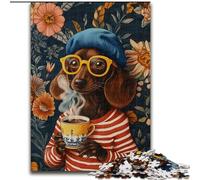 Jigsaw Puzzle 1000 Pieces Dachshund Drinking Coffee 1000-Piece Jigsaw Puzzle Challenging Brain Teaser for Teenagers, Perfect for Home Decor Or Gift (Size 50x75cm)