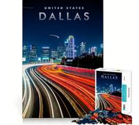 Jigsaw Puzzle 1000 Pieces Dallas Skyline Precise Cut Art Cognitive Fun Play Leisure Time Fun Xmas Scene Art (50x75cm)