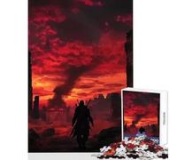 Jigsaw Puzzle 1000 Pieces Dark Fantasy Warrior in Ruins Jigsaw for Teenagers Hand Speed Race for Birthday, Chrismas Unique Birthday And Gifts (38x52cm)