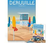 Jigsaw Puzzle 1000 Pieces Deauville The Beach Print Sharp Cut Art Thinking Skill Game Chill Time Play Birthday Art Play (38x26cm)