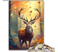 Jigsaw Puzzle 1000 Pieces Deer Autumn Made of Wood, Unique DIY Home Decor Gift Idea 50x75cm for Teenager & Families, Perfect DIY Decor & Brain-Teasing Challenge