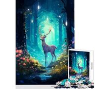 Jigsaw Puzzle 1000 Pieces Deer in Forest Pixel Art Jigsaws for Adults Puzzle Pattern Assembly Educational Challenge Birthday Present, Gifts, (38x26cm)