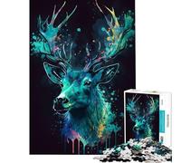 Jigsaw Puzzle 1000 Pieces DEER Watercolors Help The Brain Exercise Home Decoration Anti-Stress Toys Suitable for Ages 14 And Up (38x52cm)