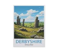 Jigsaw Puzzle 1000 Pieces，Derbyshire England Vintage Travel Poster，Large Family Puzzle Game Artwork for Adults Teens（50x70cm）-BE73