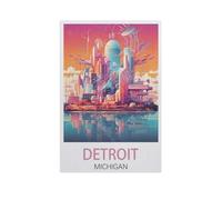 Jigsaw Puzzle 1000 Pieces,Detroit Michigan,Wood Children Toys Decompression Game(75x50cm)-K21