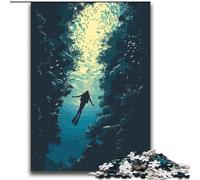 Jigsaw Puzzle 1000 Pieces Diver Ocean Diving Educational Family Game Staycation Kill Time Educational Toy (size 38x52cm)
