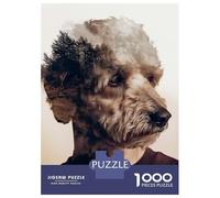 Jigsaw Puzzle 1000 Pieces Dog And Forest Double Exposure Adult Jigsaw Puzzle Brain Teaser Game Staycation Kill Time Deal As Gifts for The Whole Family 52x38cm/1000pcs