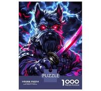 Jigsaw Puzzle 1000 Pieces Dog Miniature Schnauzer Samurai Warrior Jigsaws for Adults Brain Teaser Game Improve Memory Deal As Gifts for The Whole Family 38x26cm/1000pcs