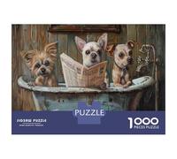 Jigsaw Puzzle 1000 Pieces Dogs in Bathtub Reading Newspaper-1 Adult Jigsaw Puzzle Brain Teaser Game Staycation Kill Time Deal As Gifts for The Whole Family 38x26cm/1000pcs
