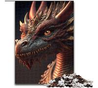 Jigsaw Puzzle 1000 Pieces Dragon Head III Made of Wood, High-Difficulty Brain Teaser for Teenagers 50x75cm An for Christmas Or Birthdays