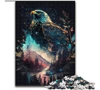 Jigsaw Puzzle 1000 Pieces Eagle Double Exposure Puzzles for 1000 Piece Family Interactive Game, Brain Teaser Gift, Educational Toy size 50x75cm