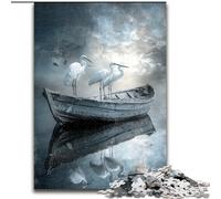 Jigsaw Puzzle 1000 Pieces Egret on The Boat Impossible Jigsaw Puzzles for Adults 50X75CM Ideal for Family Fun, Relaxation