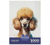 Jigsaw Puzzle 1000 Pieces Elegant Poodle Portrait with Watercolor Accents Adult Jigsaw Puzzle Brain Teaser Game Staycation Kill Time Deal As Gifts for The Whole Family 38x26cm/1000pcs