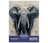 Jigsaw Puzzle 1000 Pieces Elephant Portrait with Abstract Background Jigsaws for Adults Brain Teaser Game Improve Memory Deal As Gifts for The Whole Family 70x50cm/1000pcs