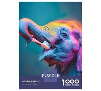Jigsaw Puzzle 1000 Pieces Elephant Tooth Brushing Jigsaws for Adults Brain Teaser Game Improve Memory Deal As Gifts for The Whole Family 38x26cm/1000pcs