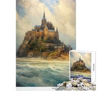 Jigsaw Puzzle 1000 Pieces Epic Mont Saint Michel Jigsaw Puzzles for Adults Hand Speed Race Difficult And Challenge for Is Ideal As A Gifts (38x52cm)