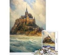 Jigsaw Puzzle 1000 Pieces Epic Mont Saint Michel Jigsaw Puzzles for Adults Hand Speed Race Difficult And Challenge for Is Ideal As A Gifts (50x75cm)